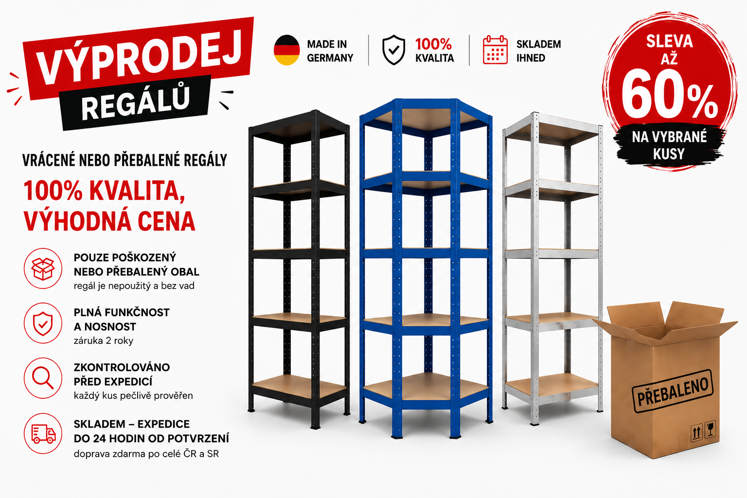 Banner výprodej regálů